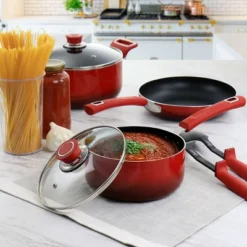 Oster® Oster 7 Piece Non Stick Aluminum Cookware Set In Red -Cookware Store GUEST d5bcb951 bebb 49ab ada1 36853a04dd4e