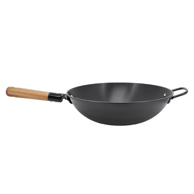 Gibson Home Welton 13.5 Inch Carbon Steel Wok With Wood Handle In Black 4 Gibson Home Welton 13.5 Inch Carbon Steel Wok With Wood Handle In Black - Image 2