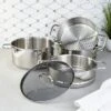 BergHOFF Helix 5Pc Recycled 18/10 Stainless Steel Steamer Set With Glass Lids 1 BergHOFF Helix 5Pc Recycled 18/10 Stainless Steel Steamer Set With Glass Lids -Cookware Store GUEST d6da6d8f 56c7 4a17 b754 15a956b673e4