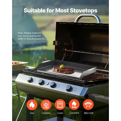 VEVOR Carbon Steel Griddle, 22x16 Inch Universal Flat Top Rectangular Plate, Gas Grill Griddle For BBQ Grill, Teppanyaki, Black 8 VEVOR Carbon Steel Griddle, 22x16 Inch Universal Flat Top Rectangular Plate, Gas Grill Griddle For BBQ Grill, Teppanyaki, Black - Image 6