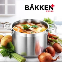 Bakken- Swiss Stockpot Brushed Stainless Steel Induction Pot With Lid And Riveted Handles -Cookware Store GUEST d8142c79 dfbc 4f29 babb 153462c31a2c