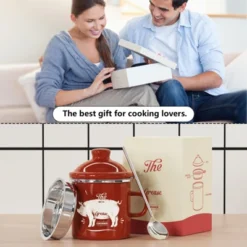 Itopfox Mini Bacon Grease Container With Strainer - Enamel Grease Saver, Farmhouse Bacon Grease Keeper For Kitchen Fat Storage, Dishwasher Safe -Cookware Store GUEST d83b6e73 0c87 4b82 83e8 23b68a943936