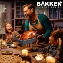 BAKKEN Nonstick Turkey Roasting Pan With Rack – 17 X 13 Inch, Large Heavy-Duty Carbon Steel Roasting Pan, Oven Safe Up To 450°F, Gray Marble 16 BAKKEN Nonstick Turkey Roasting Pan With Rack – 17 X 13 Inch, Large Heavy-Duty Carbon Steel Roasting Pan, Oven Safe Up To 450°F, Gray Marble -Cookware Store GUEST d83e75f7 e316 4c3c 99ba 26d3a12cbd8b