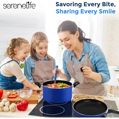 SereneLife Kitchenware Pots & Pans Set – Basic Kitchen Cookware, Black Non-Stick Coating Inside, Heat Resistant Lacquer (11-Piece Set) 3 SereneLife Kitchenware Pots & Pans Set – Basic Kitchen Cookware, Black Non-Stick Coating Inside, Heat Resistant Lacquer (11-Piece Set)
