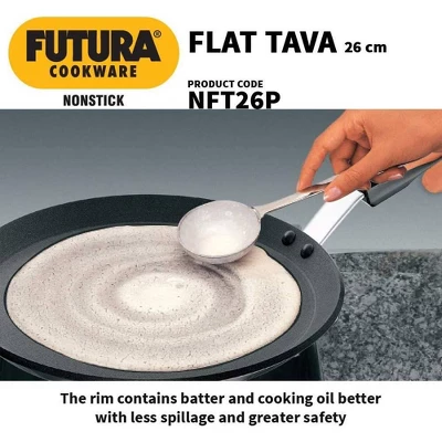Hawkins Futura 10" Nonstick Tava Griddle: Anodized Aluminum, Gas Compatible, Hand Wash, 1-Year Warranty 5 Hawkins Futura 10" Nonstick Tava Griddle: Anodized Aluminum, Gas Compatible, Hand Wash, 1-Year Warranty - Image 3
