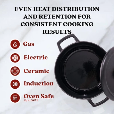 Alva Nori Enameled Cast Iron Dutch Oven Cocottes W/ Lid & Steamer Basket 80 Oz. 6 Alva Nori Enameled Cast Iron Dutch Oven Cocottes W/ Lid & Steamer Basket 80 Oz. - Image 4