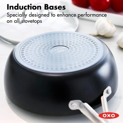 OXO Agility Series 3 Qt" Ceramic Nonstick Aluminum Chef's Pan With Lid And Helper Handle Black: Dishwasher-Safe, Induction Compatible 4 OXO Agility Series 3 Qt" Ceramic Nonstick Aluminum Chef's Pan With Lid And Helper Handle Black: Dishwasher-Safe, Induction Compatible - Image 2