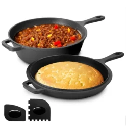 MegaChef 10.5 Inch 2-in-1 Pre-Seasoned Cast Iron Skillet And Fry Pan Set 15 MegaChef 10.5 Inch 2-in-1 Pre-Seasoned Cast Iron Skillet And Fry Pan Set -Cookware Store GUEST dabdc5ed 8daf 43cb 88fc 203879142e47