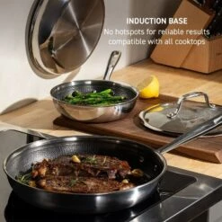 T-fal 12" Stainless Steel Fry Pan, HybridMesh, Silver -Cookware Store GUEST db44066e 568b 458c 8101 9ac50070ac20