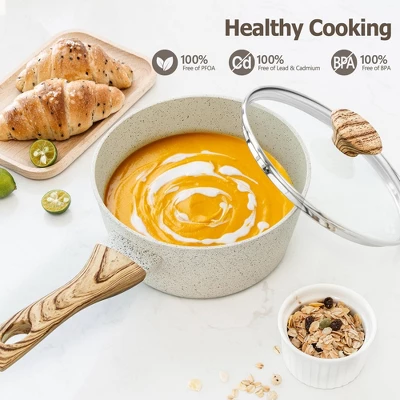 MICHELANGELO Sauce Pan With Lid, Nonstick Saucepans 1.5QT&2QT&3QT, Granite Sauce Pan 3 Piece, Stone Saucepan Set, Small Pot With Lid, Nonstick Sauce Pot Set 4 MICHELANGELO Sauce Pan With Lid, Nonstick Saucepans 1.5QT&2QT&3QT, Granite Sauce Pan 3 Piece, Stone Saucepan Set, Small Pot With Lid, Nonstick Sauce Pot Set - Image 2