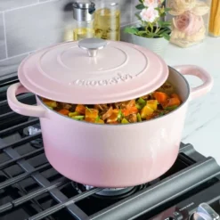 Crock-Pot Crock Pot Artisan 7qt Round Dutch Oven With Lid Pink: Cast Iron, Ergonomic Handle, Oven-Safe To 500°F, Hand Wash -Cookware Store GUEST dbc31f16 e88c 4325 bdd3 a110fd356d96