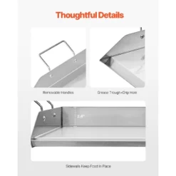 VEVOR Stainless Steel Griddle, 18x16 Inch Universal Flat Top Rectangular Plate, Gas Grill Griddle For BBQ Grill, Teppanyaki, Silver -Cookware Store GUEST dc0b1df1 9863 4a58 b89c 236f00c076eb