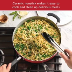 Farberware Disney Bon Voyage 4.5qt Ceramic Nonstick Saute Pan With Lid And Helper Handle Red: Lifetime Warranty, Dishwasher-Safe -Cookware Store GUEST dc2c0004 b139 4c96 807f 096bab37f771