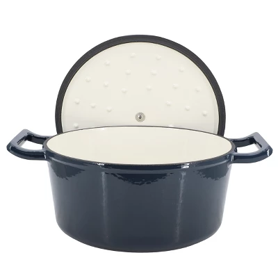 MegaChef 5.3 Quarts Round Enameled Cast Iron Dutch Oven Casserole With Self Basting Lid 4 MegaChef 5.3 Quarts Round Enameled Cast Iron Dutch Oven Casserole With Self Basting Lid - Image 2