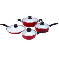 Lexi Home 8-Piece Ceramic Non-Stick Cookware Set - Red, White -Cookware Store GUEST dd8180c2 6352 4466 8fad 8f15792e41c4