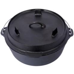 DSVIMOY Outdoor Camping Deep Pot, 6 Quart Grill Cookware With Skillet Lid For Camping, Leg Base, Black, 13.7"*13.7"*8.1" -Cookware Store GUEST de6beb39 0607 4178 baef ade733f5e0c9