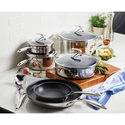 Circulon SteelShield C-Series 10pc Clad Tri-Ply Nonstick Cookware Plus Bonus Utensil Set: Stainless Steel, Induction Safe 3 Circulon SteelShield C-Series 10pc Clad Tri-Ply Nonstick Cookware Plus Bonus Utensil Set: Stainless Steel, Induction Safe