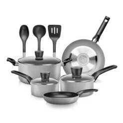 SereneLife 11 Piece Kitchenware Pots & Pans Set – Basic Kitchen Cookware, Black Non-Stick Coating Inside, Heat Resistant Lacquer (Grey) -Cookware Store GUEST e0282b0b e170 4999 8176 178aa37c0e4e