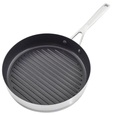 KitchenAid 3-Ply Base Stainless Steel 10.25" Nonstick Round Grill Pan: Induction Safe, Dishwasher & Oven Safe Griddle 7 KitchenAid 3-Ply Base Stainless Steel 10.25" Nonstick Round Grill Pan: Induction Safe, Dishwasher & Oven Safe Griddle - Image 5