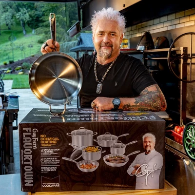 Guy Fieri's Flavortown 10-Piece Stainless Steel Cookware Set - Includes Frying Pans, Saucepans, Saute Pan And Stock Pot 4 Guy Fieri's Flavortown 10-Piece Stainless Steel Cookware Set - Includes Frying Pans, Saucepans, Saute Pan And Stock Pot - Image 2