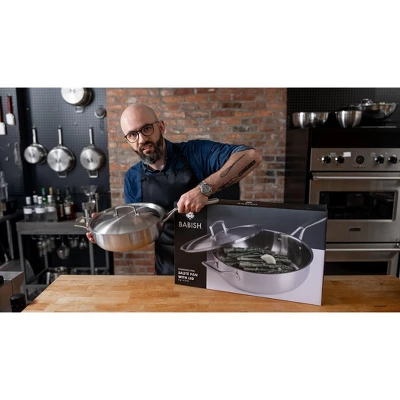 Babish Tri-Ply Stainless Steel Professional Grade Saute Pan W/Lid, 5-Quart 3 Babish Tri-Ply Stainless Steel Professional Grade Saute Pan W/Lid, 5-Quart