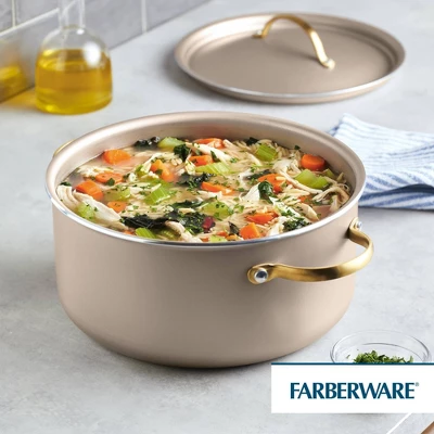 Farberware Radiant 5.5qt Nonstick Dutch Oven With Lid Champagne: Aluminum, Dishwasher-Safe, Round, 5.5qt Capacity 8 Farberware Radiant 5.5qt Nonstick Dutch Oven With Lid Champagne: Aluminum, Dishwasher-Safe, Round, 5.5qt Capacity - Image 6