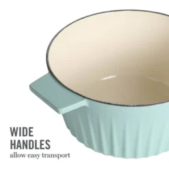 Martha Stewart Eastholm 5qt Enamel Cast Iron Dutch Oven Blue: Smooth Surface & Gas Compatible, 15.25" Diameter -Cookware Store GUEST e2bb97bf db2b 4c96 b35d fab99fe46c0d