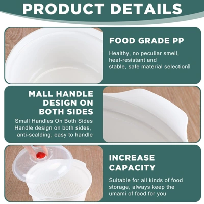 Itopfox 3-Piece Microwave Bowls With Lids And Steam Rack, Assorted Sizes For Soup, Noodles, Leftovers, Dishwasher Safe, Dorm & Kitchen Essentials 4 Itopfox 3-Piece Microwave Bowls With Lids And Steam Rack, Assorted Sizes For Soup, Noodles, Leftovers, Dishwasher Safe, Dorm & Kitchen Essentials - Image 2