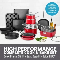 Granitestone 20 Piece Nonstick Red Cookware And Bakeware Set -Cookware Store GUEST e4916991 f07b 491b 8774 cc58506d2e8d
