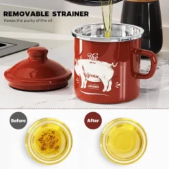 Itopfox Mini Bacon Grease Container With Strainer - Enamel Grease Saver, Farmhouse Bacon Grease Keeper For Kitchen Fat Storage, Dishwasher Safe -Cookware Store GUEST e51e278c da28 4c7d ac34 00e63ff80f84
