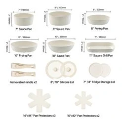 VEVOR 17 Piece Pots And Pans Set Nonstick, Detachable Handle Cookware, Space Saving Induction Cookware Set, Kitchen RV Cooking Sets, White -Cookware Store GUEST e566a548 2484 4c42 bfb6 0279f977339d