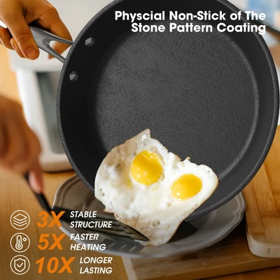 Imarku Professional Cooking Utensil , 12 Inch Nonstick Cast Iron Pan, Frying Pizza Pan,Steak Pan, Ergonomic Grip, PFOA-Free Coating, Dishwasher Safe 4 Imarku Professional Cooking Utensil , 12 Inch Nonstick Cast Iron Pan, Frying Pizza Pan,Steak Pan, Ergonomic Grip, PFOA-Free Coating, Dishwasher Safe - Image 2