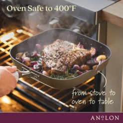 Anolon Advanced Home 11" Deep Square Grill Pan With Pour Spouts Bronze: Hard Anodized Nonstick, 11-Inch Griddle -Cookware Store GUEST e87ef4d4 03da 42a4 9400 c17b363a2fa1