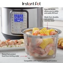 Instant Pot Official Large Mesh Steamer Basket, Stainless Steel, Round - Versatile Steamer & Strainer For Vegetables, Fish, And More - Durable -Cookware Store GUEST e925107f aa59 4702 b3a0 4114ed3bce7c