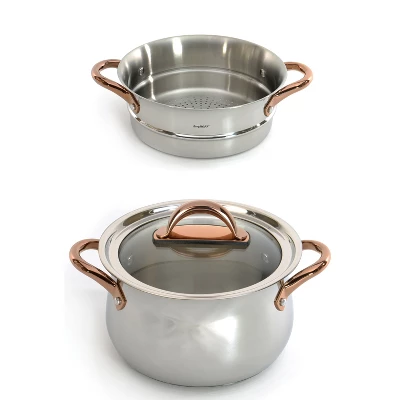 BergHOFF Ouro Gold 3Pc 18/10 Stainless Steel Steamer Set, Glass Lids 10 BergHOFF Ouro Gold 3Pc 18/10 Stainless Steel Steamer Set, Glass Lids - Image 8