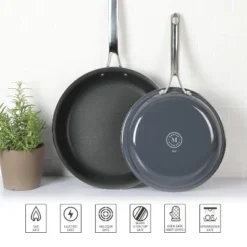 Martha Stewart Lockton 2pc (10" And 12") Frying Pan Set Gray: Aluminum Nonstick Cookware, Smooth Surface & Gas Compatible -Cookware Store GUEST eba6102f 8ce4 422d bead 7ac081796f23