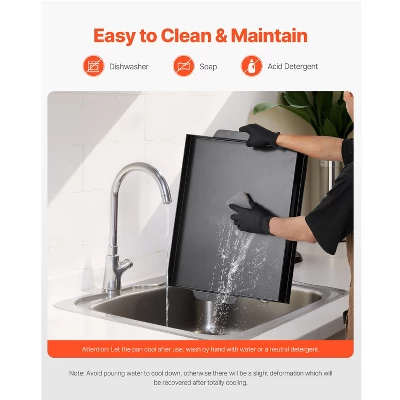 VEVOR Carbon Steel Griddle, 22x16 Inch Universal Flat Top Rectangular Plate, Gas Grill Griddle For BBQ Grill, Teppanyaki, Black 7 VEVOR Carbon Steel Griddle, 22x16 Inch Universal Flat Top Rectangular Plate, Gas Grill Griddle For BBQ Grill, Teppanyaki, Black - Image 5