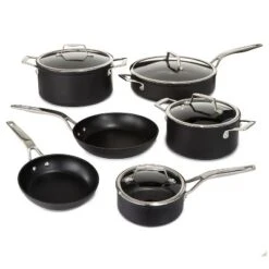 BergHOFF Essentials 10Pc Non-stick Hard Anodized Cookware Set With Glass Lid, Black -Cookware Store GUEST ec186293 519f 4f5d a56b 00c1ff31a845