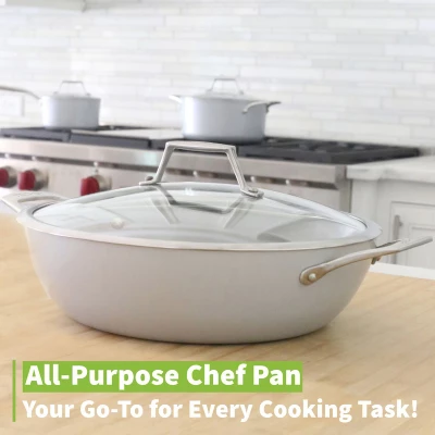 TECHEF CeraTerra - 5qt Ceramic Nonstick All Purpose Chef Pan With Cover 5 TECHEF CeraTerra - 5qt Ceramic Nonstick All Purpose Chef Pan With Cover - Image 3