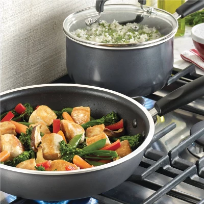 T-fal 12pc Signature Titanium Nonstick Cookware Set Dark Gray: Safe Nonstick, Tempered Glass Lids, Oven-Safe, Ergonomic Handles 3 T-fal 12pc Signature Titanium Nonstick Cookware Set Dark Gray: Safe Nonstick, Tempered Glass Lids, Oven-Safe, Ergonomic Handles