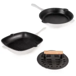 BergHOFF Neo 3Pc Cast Iron Cookware Set, Fry Pan 10", Square Grill Pan 11" & Slotted Steak Press -Cookware Store GUEST ec77c0f8 3f52 49bd 9ac0 2525110dab09