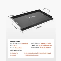 VEVOR Carbon Steel Griddle, 24x16 Inch Universal Flat Top Rectangular Plate, Gas Grill Griddle For BBQ Grill, Teppanyaki, Black 16 VEVOR Carbon Steel Griddle, 24x16 Inch Universal Flat Top Rectangular Plate, Gas Grill Griddle For BBQ Grill, Teppanyaki, Black -Cookware Store GUEST ed48fd31 72fa 450a b20b 3b2c4c715894