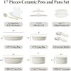 BRINJOY 17-Piece Ceramic Cookware Set - Detachable Handle Non-Toxic Induction RV Kitchen Set, Cream White -Cookware Store GUEST ed9b3891 a7e2 46f0 ba94 3da92db9f283