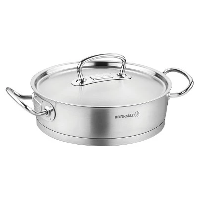 Korkmaz Proline Professional Series Stainless Steel Saute Pan With Lid In Silver 8 Korkmaz Proline Professional Series Stainless Steel Saute Pan With Lid In Silver - Image 6