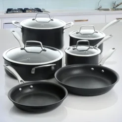 Kenmore Pro Arbor Heights 10 Piece Nonstick Aluminum Cookware Set In Black