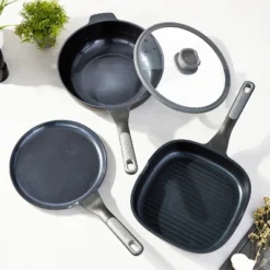 BergHOFF Leo Stone+ 4Pc Nonstick Ceramic Cookware Set With Glass Lid, Recycled Cast Aluminum -Cookware Store GUEST ef4d5f6c 7871 45c1 8065 bef4a3ffcdfe