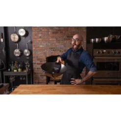 Gibson Home Babish 14" Carbon Steel Flat Bottom Wok: Induction Safe, 4.2 Qt Capacity, Black, 8 Lbs -Cookware Store GUEST ef6e06cc 8a26 4aed 9536 ceebd4bbccee