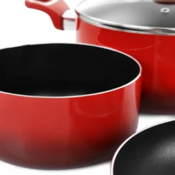 Oster® Oster 7 Piece Non Stick Aluminum Cookware Set In Red -Cookware Store GUEST ef86674b 4a1d 402d 8b53 666c791d4424