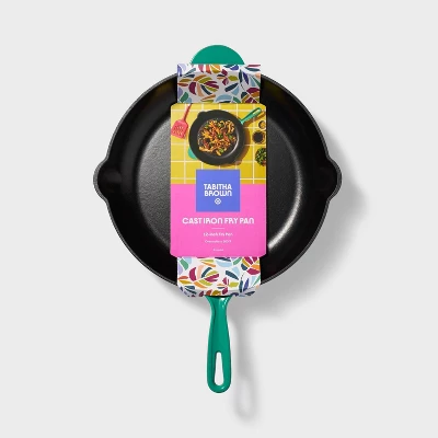 12" Enameled Cast Iron Fry Pan Green - Tabitha Brown For Target: Skillet, Even-Heating, Oven-Safe, Cookware 4 12" Enameled Cast Iron Fry Pan Green - Tabitha Brown For Target: Skillet, Even-Heating, Oven-Safe, Cookware - Image 2