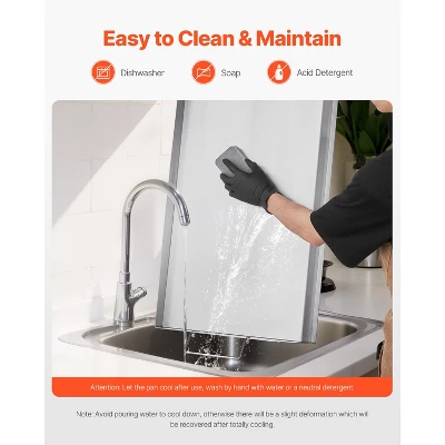 VEVOR Stainless Steel Griddle, 32x16 Inch Universal Flat Top Rectangular Plate, Gas Grill Griddle For BBQ Grill, Teppanyaki, Silver 7 VEVOR Stainless Steel Griddle, 32x16 Inch Universal Flat Top Rectangular Plate, Gas Grill Griddle For BBQ Grill, Teppanyaki, Silver - Image 5